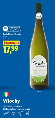 Wino musujące Garda Bianco Frizzante białe wytrawne włoskie promocja w Lidl