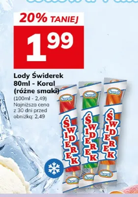 Lody Świderek Koral truskawkowy promocja w Hitpol