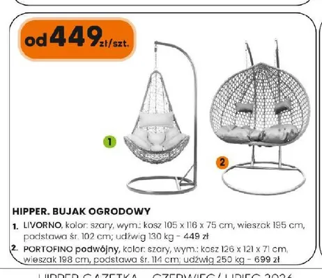 Bujak ogrodowy podwójny Hipper Portofino szary promocja w HIPPER.pl