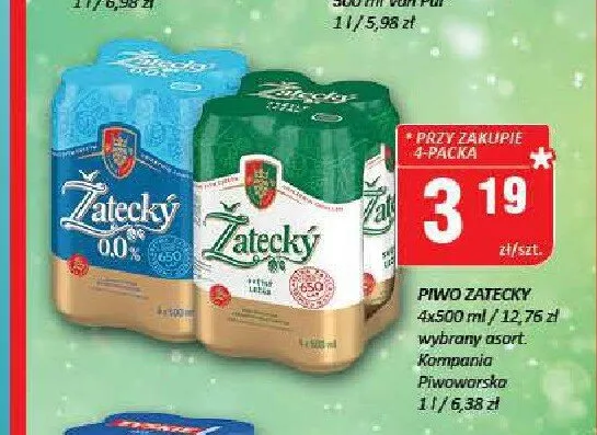 Piwo Žatecký Světlý Ležák 4-pak promocja w Chorten