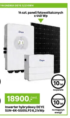 Zestaw fotowoltaiczny z magazynem energii DEYE SUN-6K-SG05LP3 6,2 kWp promocja w Leroy Merlin