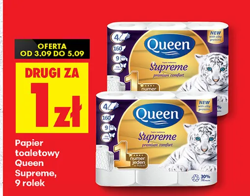 Papier toaletowy Queen Supreme 9-pak promocja w Biedronka