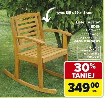 Fotel bujany Eden z drewna sosnowego impregnowanego promocja w Carrefour