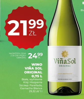 Wino białe Viña Sol Original promocja w Duży Ben