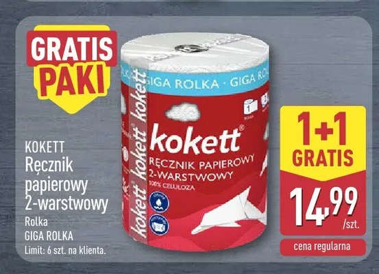 Ręcznik papierowy 2-warstwowy Kokett Giga Rolka promocja w Aldi
