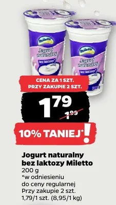 Jogurt naturalny bez laktozy promocja w Netto