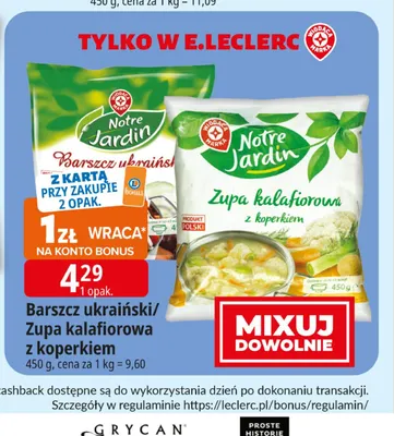 Zupa kalafiorowa z koperkiem Notre Jardin promocja w Leclerc