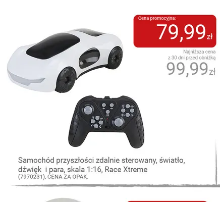 Samochód przyszłości zdalnie sterowany skala 1:16 Race Xtreme promocja w Smyk