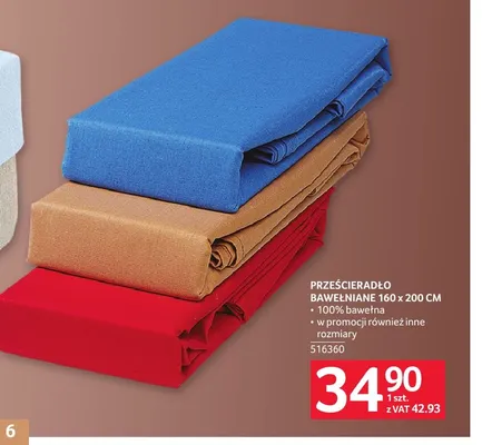 Prześcieradło bawełniane 160x200 cm promocja w Selgros
