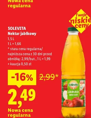 Nektar jabłkowy Solevita promocja w Lidl