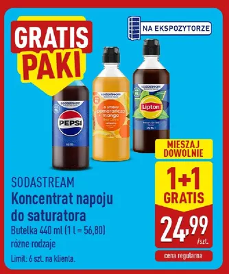 Koncentrat napoju do saturatora o smaku pomarańcza mango bez cukru Sodastream promocja w Aldi