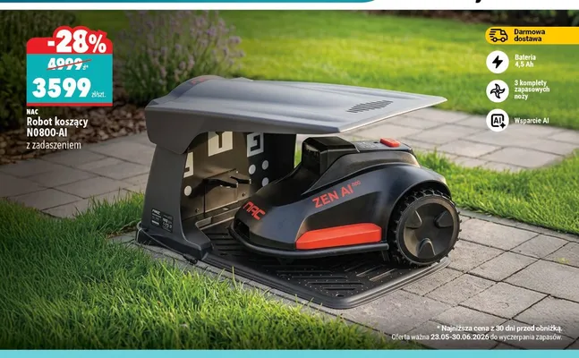 Robot koszący NAC N0800-AI z zadaszeniem promocja w Biedronka Home