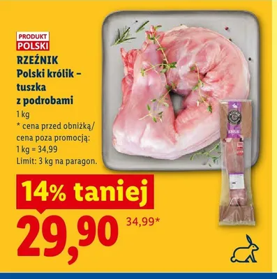 Polski królik - tuszka z podrobami Rzeźnik promocja w Lidl