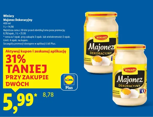 Majonez Winiary Majonez Dekoracyjny promocja w Lidl