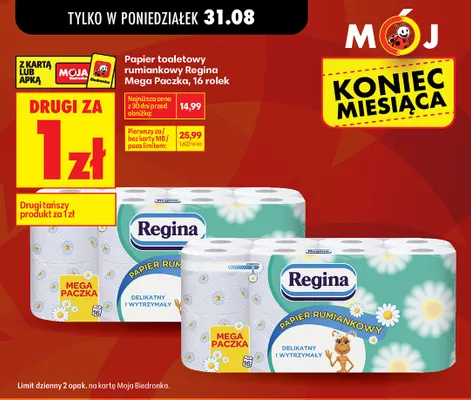 Papier toaletowy rumiankowy Regina Mega Paczka 16-pak promocja w Biedronka