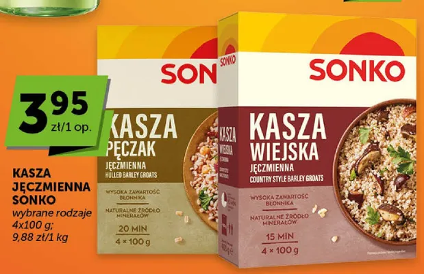 Kasza jęczmienna wiejska Sonko 4-pak 100 g promocja w Euro Sklep