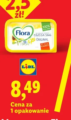 Margaryna Flora Original Omega 3&6 100% roślinna bez oleju palmowego promocja w Lidl