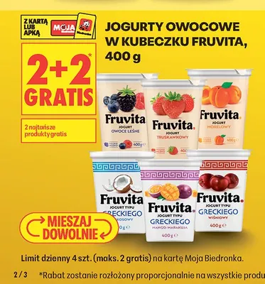 Jogurt typu greckiego Fruvita mango-marakuja promocja w Biedronka