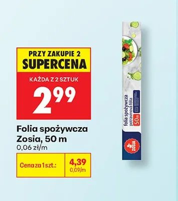 Folia spożywcza Zosia 50 m promocja w Biedronka