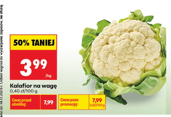 Kalafior na wagę promocja w Biedronka