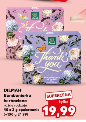 Bombonierka herbaciana Thank You fioletowa Dilmah 40-pak 2g promocja w Kaufland