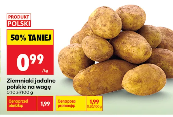 Ziemniaki jadalne polskie na wagę promocja w Biedronka