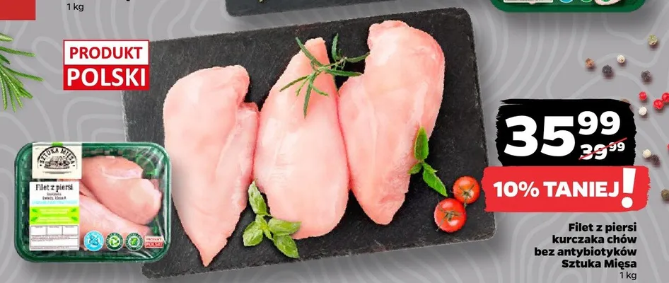 Filet z piersi kurczaka chów bez antybiotyków Sztuka Mięsa polski promocja w Netto