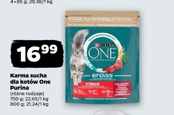 Karma sucha dla kotów Purina One 750 g promocja w Netto