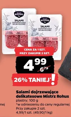 Salami dojrzewające delikatesowe Mistrz Rohus promocja w Netto