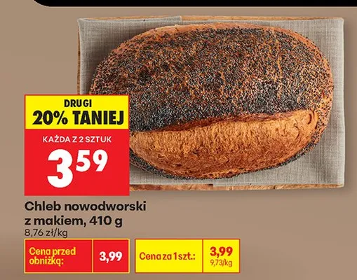 Chleb nowodworski z makiem promocja w Biedronka