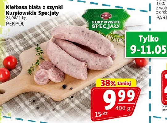 Kiełbasa biała z szynki Kurpiowskie Specjały Pekpol promocja w Prim Market