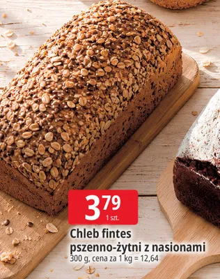 Chleb fintes pszenno-żytni z nasionami promocja w Leclerc