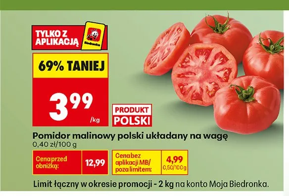 Pomidor malinowy polski układany na wagę promocja w Biedronka