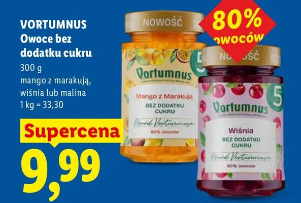 Owoce bez dodatku cukru malina Vortumnus promocja w Lidl