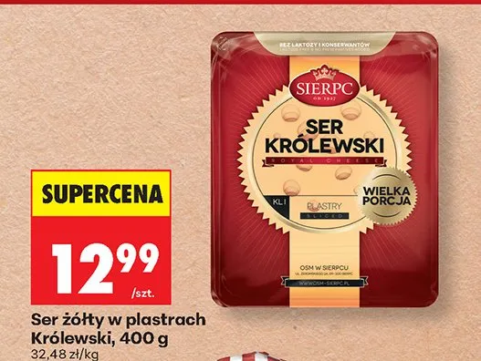 Ser żółty w plastrach Królewski Sierpc promocja w Biedronka