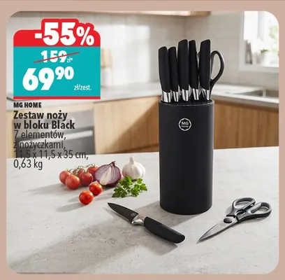 Zestaw noży w bloku MG Home Black promocja w Biedronka Home