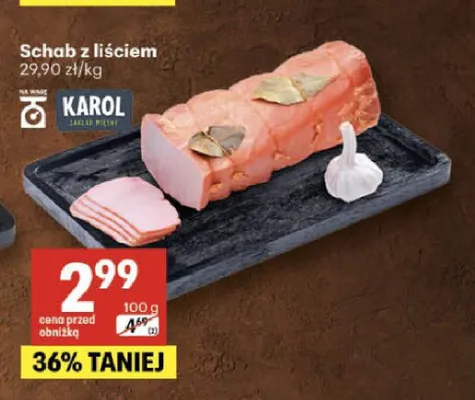 Schab z liściem Karol promocja w Delikatesy Centrum