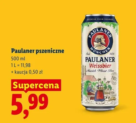 Piwo Paulaner pszeniczne Weissbier promocja w Lidl