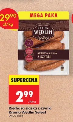 Kiełbasa śląska z szynki Kraina Wędlin Select promocja w Biedronka