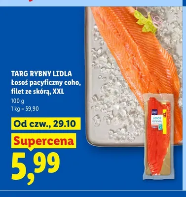 Łosoś pacyficzny filet ze skórą Rybny targ lidla promocja w Lidl