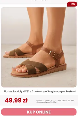 Płaskie sandały VICES z cholewką ze skrzyżowanymi paskami promocja w Renee