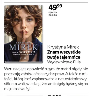 Książka Znam wszystkie twoje tajemnice Krystyna Mirek promocja w Empik