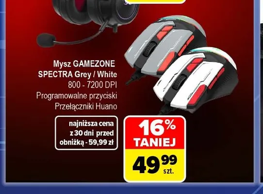 Mysz Gamezone Spectra White Tracer promocja w Carrefour