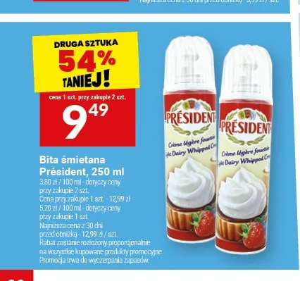 Bita śmietana Président promocja w Twój Market
