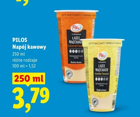 Napój kawowy Latte Macchiato o smaku karmelowym Pilos promocja w Lidl