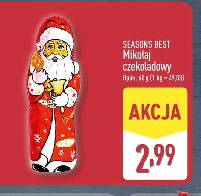 Mikołaj czekoladowy Seasons Best promocja w Aldi
