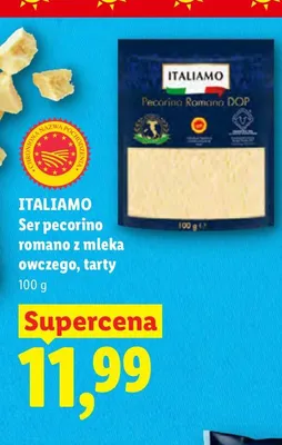 Ser pecorino romano z mleka owczego tarty Italiamo promocja w Lidl