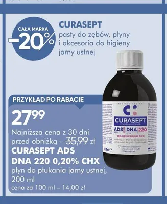 Płyn do płukania jamy ustnej CURASEPT ADS DNA 220 0,20% CHX promocja w Super-Pharm