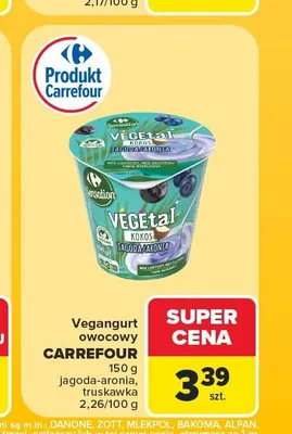 Vegangurt owocowy Carrefour Vegetal jagoda-aronia promocja w Carrefour