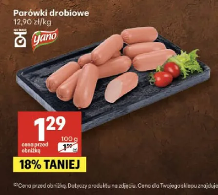 Parówki drobiowe Yano promocja w Delikatesy Centrum